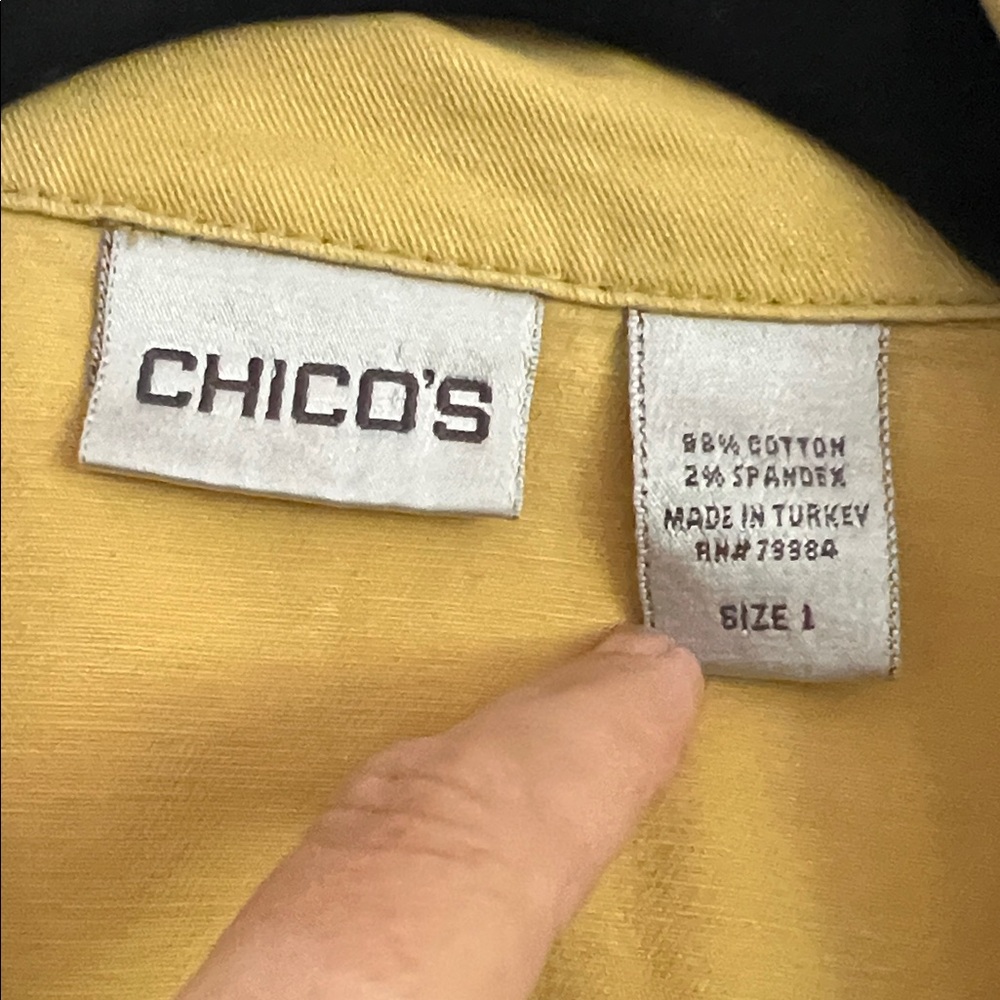 Chico's Mustard Yellow Women's Denim Western Snap Shirt L - Picture 2 of 6